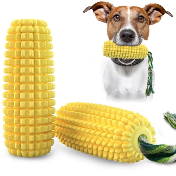Interactive TPR Corn shaped squeak dog toothbrush